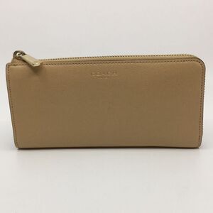 Coach Slim Accordion Zip Long Wallet Tan Dark Cream Saffiano Leather